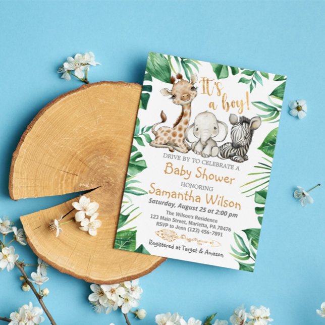 Safari Wild It's a Boy Baby Shower Invitation (Creator Uploaded)