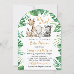 Safari Wild It's a Boy Baby Shower Invitation