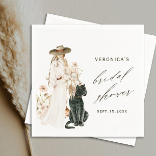 Safari Wild Leopard Boho Lady Bridal Shower  Napkin