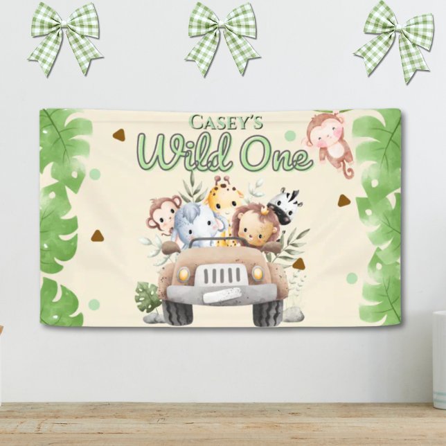Safari Wild One 1 Watercolor 1st Birthday  Banner (Creator Uploaded)