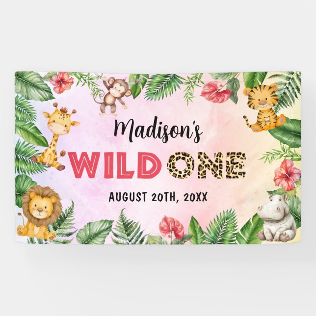 Safari Wild One 1st Birthday Banner (Horizontal)