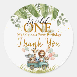 Safari Wild One 1st Birthday Classic Round Sticker