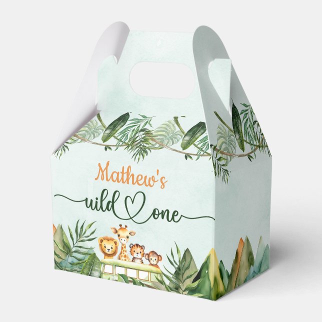 Safari Wild One 1st Birthday Favour Box (Front Side)