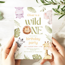 Safari Wild One 1st Birthday Invitation