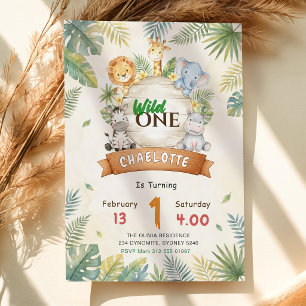 Safari Wild One 1st Birthday Invitation