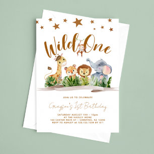 Safari Wild One 1st Birthday Invitation