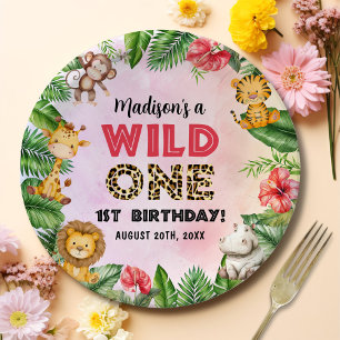 Safari Wild One 1st Birthday Paper Plate