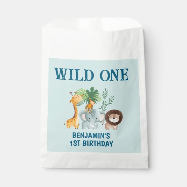 Safari Wild One 1st Birthday Party  Favour Bag (Front)