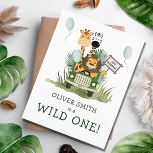 Safari Wild One 1st Birthday Party Invitation Postcard