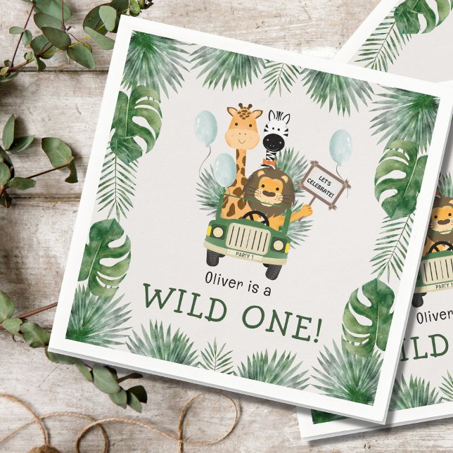 Safari Wild One 1st Birthday Party Paper Napkin (Creator Uploaded)