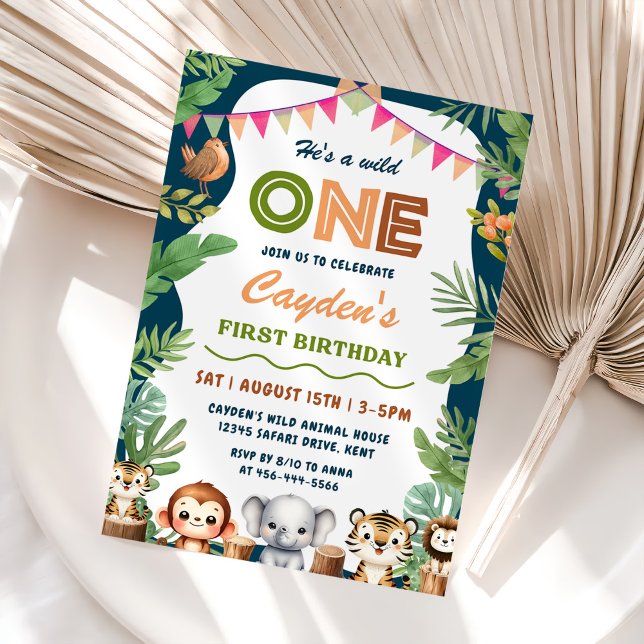 Safari Wild One 1st Boy Birthday  Invitation (Creator Uploaded)