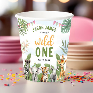 Safari Wild One 1st Boy Birthday Paper Cups