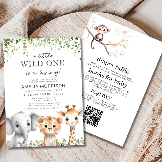 Safari Wild One All in One QR Code Baby Shower Invitation (Creator Uploaded)