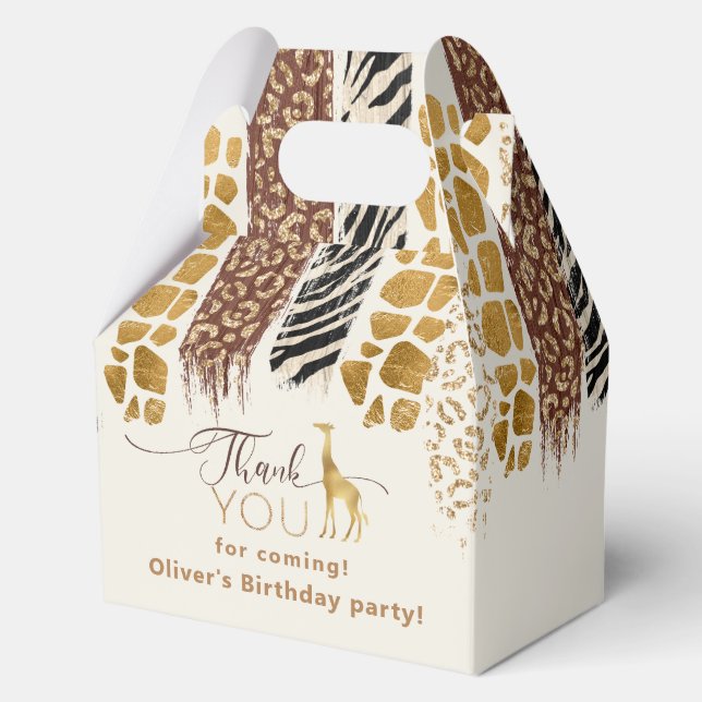 Safari Wild one animal prints birthday Favour Box (Front)