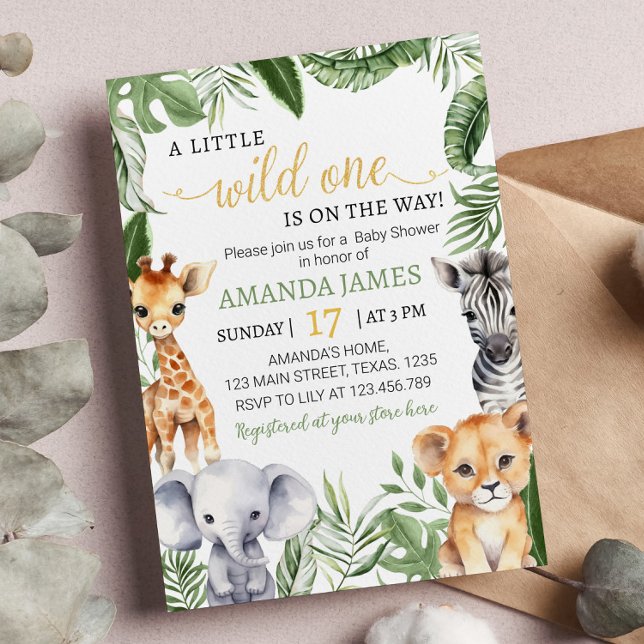 Safari Wild One Animals Baby Shower Invitation (Creator Uploaded)