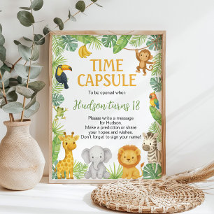Safari Wild One Animals Birthday Time Capsule Sign