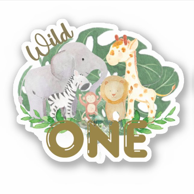 Safari Wild One Animals Tropical Leaves  (Front)