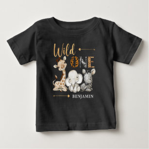 Safari Wild One Baby Animals 1st Birthday Baby T-Shirt