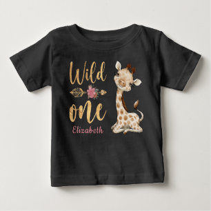 Safari Wild One Baby Animals 1st Birthday Girl Baby T-Shirt