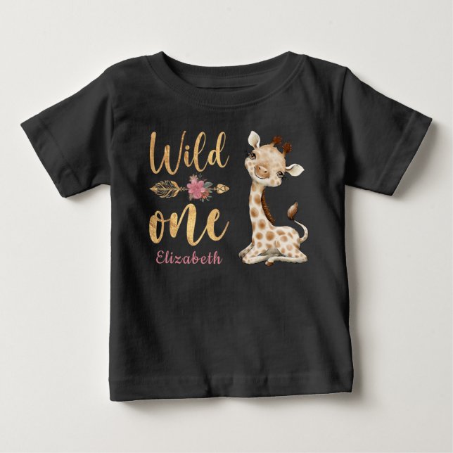 Safari Wild One Baby Animals 1st Birthday Girl T-Shirt (Front)