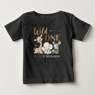 Safari Wild One Baby Animals 1st Birthday T-Shirt
