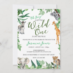 Safari Wild One Baby Boy Shower Invitation