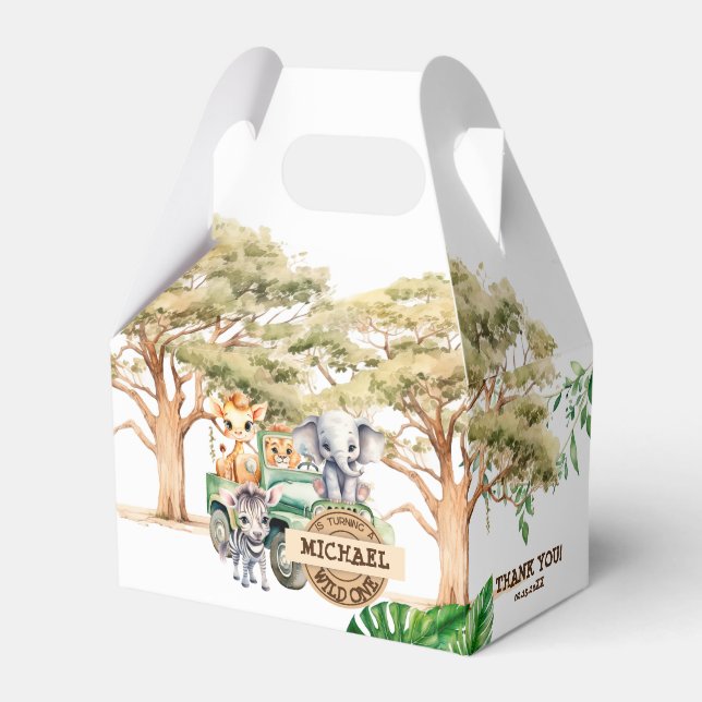 Safari Wild One Birthday Favour Box (Front Side)