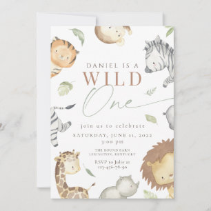 Safari wild one birthday  invitation