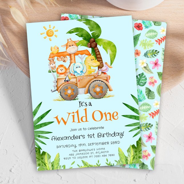 Safari Wild One Birthday Invitation (Safari Wild One Birthday Invitation)