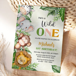 Safari Wild One Birthday Invitation