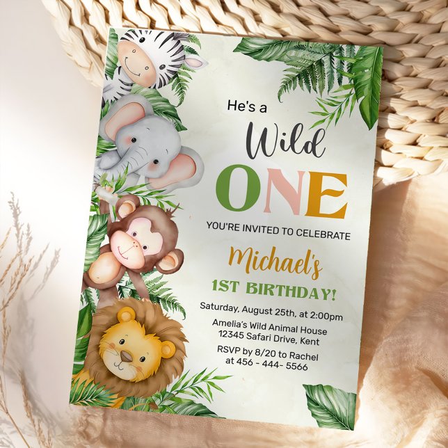 Safari Wild One Birthday Invitation (Creator Uploaded)