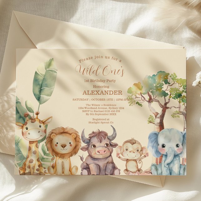 Safari Wild One Birthday Invitation (Creator Uploaded)