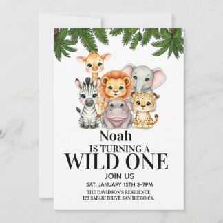 Safari Wild One Birthday Invitation