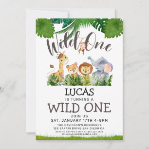 Safari Wild One Birthday Invitation