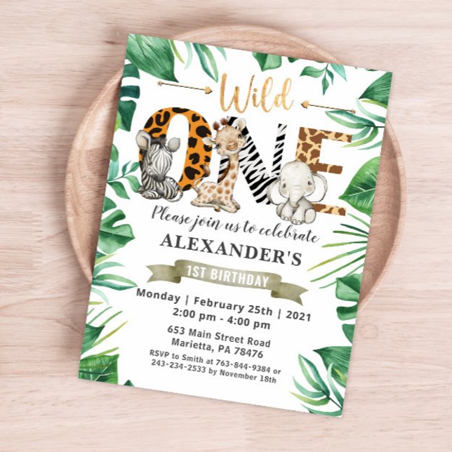 Safari Wild One Birthday Party Invitation Postcard (Creator Uploaded)