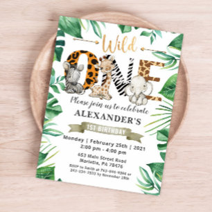 Safari Wild One Birthday Party Invitation Postcard