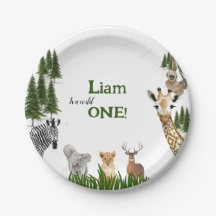 Safari Wild One Birthday Party Paper Plates