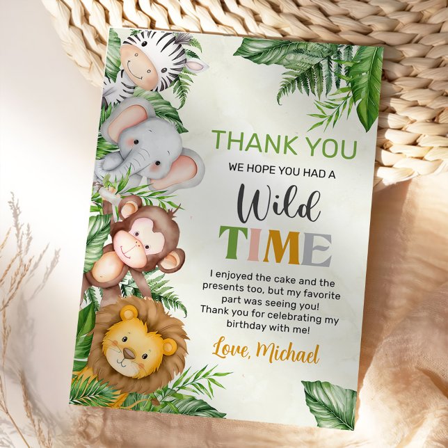 Safari Wild One Birthday Thank You Card (Creator Uploaded)