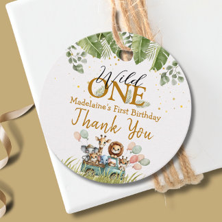 Safari Wild One Birthday Thank You Favour Tags