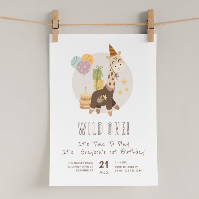 Safari Wild One Boy 1st Birthday Invitation (Creator Uploaded)