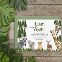 Safari Wild One Boy 1st Birthday Invitation