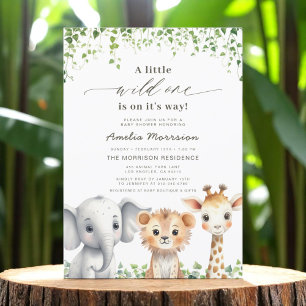 Safari Wild One Boys Animals Baby Shower Invitation