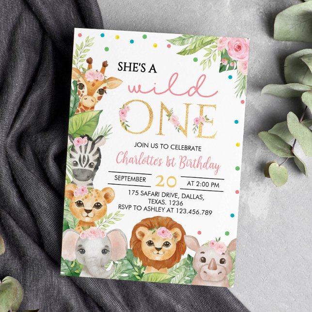 Safari Wild One First Birthday Invitation (Creator Uploaded)