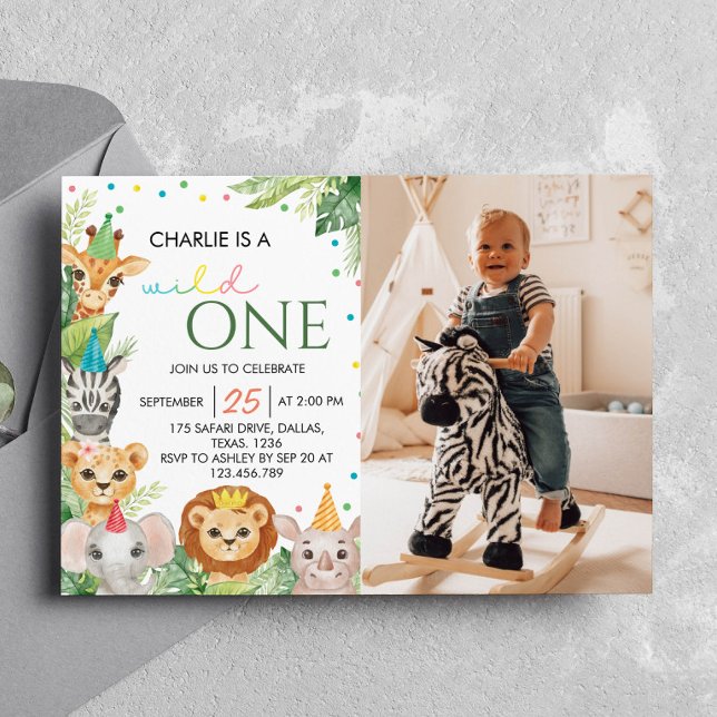 Safari Wild One First Birthday Invitation (Creator Uploaded)