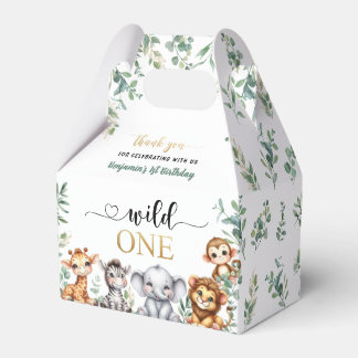 Safari Wild One Jungle Animals 1st Birthday Favour Box