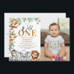 Safari Wild One Jungle Animals 1st Birthday Photo  Invitation<br><div class="desc">Safari wild one jungle animals 1st birthday photo invitation.</div>
