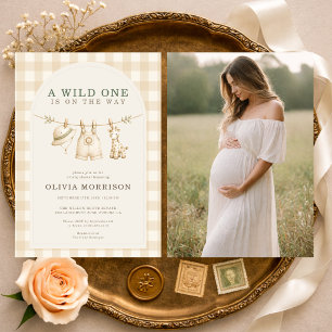 Safari Wild One Jungle Photo Baby Shower Invitation