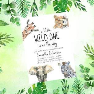Safari Wild One Safari Animals Baby Shower Invitation