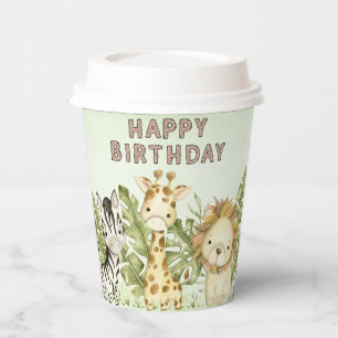 Safari Wild One Watercolor Birthday Paper Cups