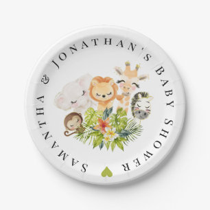 Safari Wild Zoo Baby Animals Baby Shower Paper Plate